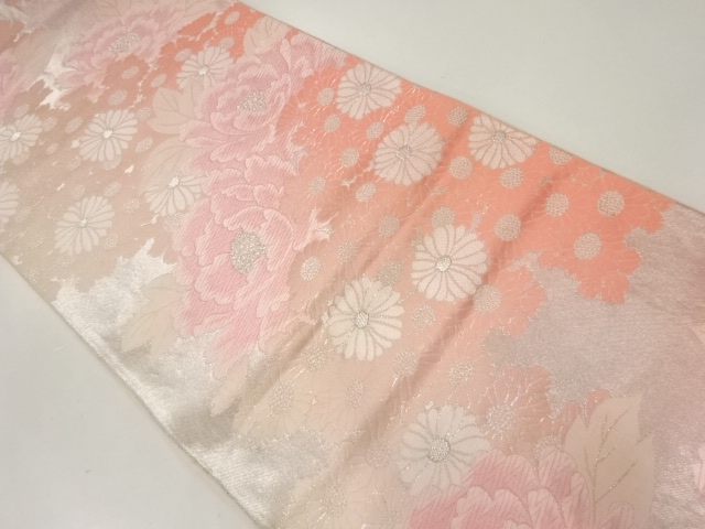 アンティーク　牡丹に菊模様織出し袋帯（材料）